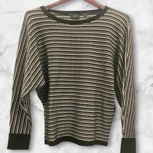 Cyrus Black and Cream Men's Crewneck Sweater